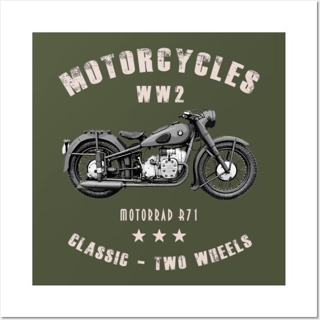 Motorrad R71  Retro Vintage Motorcycle WW2 Wall Art by Jose Luiz Filho